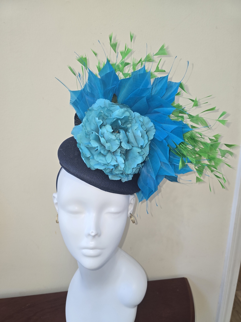 Women's Navy and Teal Derby Fascinator Hat